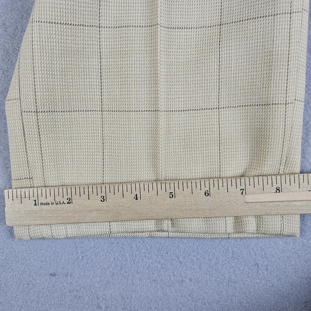 VTG Polo Ralph Lauren Pants Mens 31x26 Beige Windowpane Wool Pleated Cuffed USA